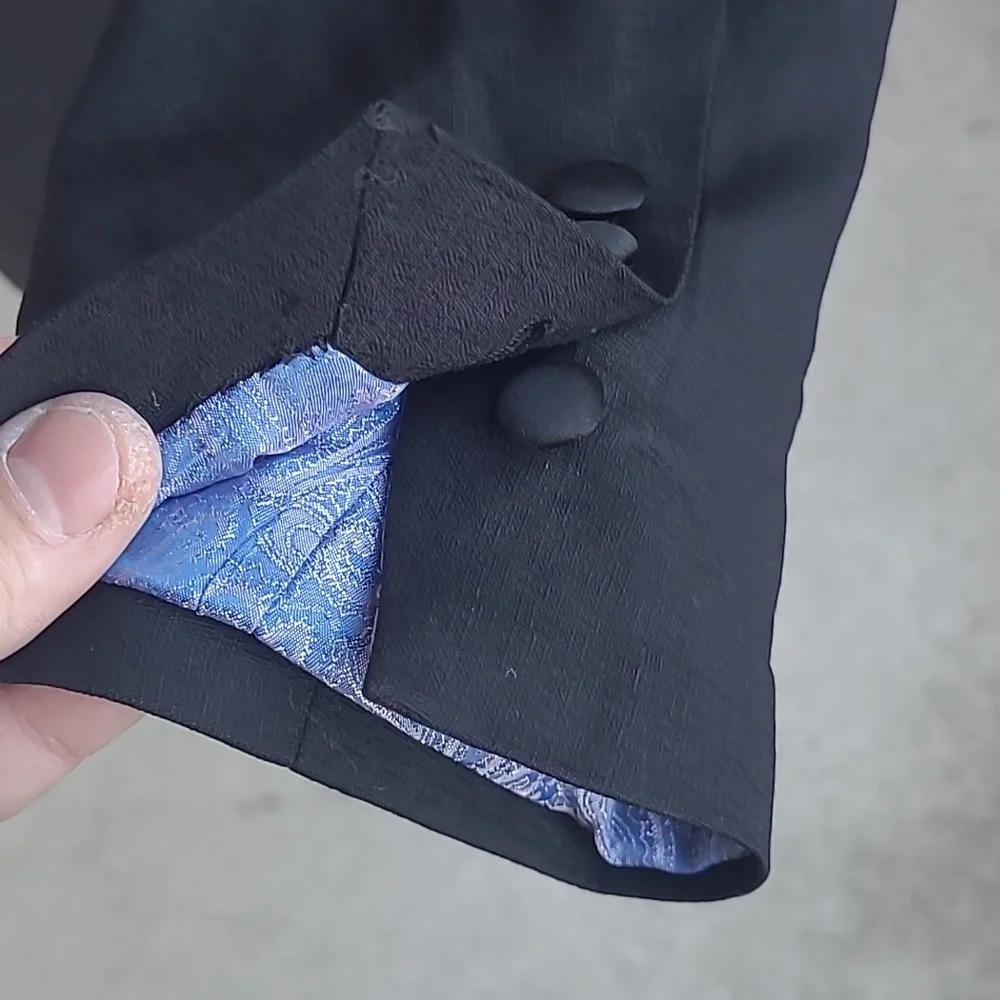 KNOT STANDARD Custom Black Super‎ 130s Wool Ariston 42 R Mens Sport Coat Tux Top